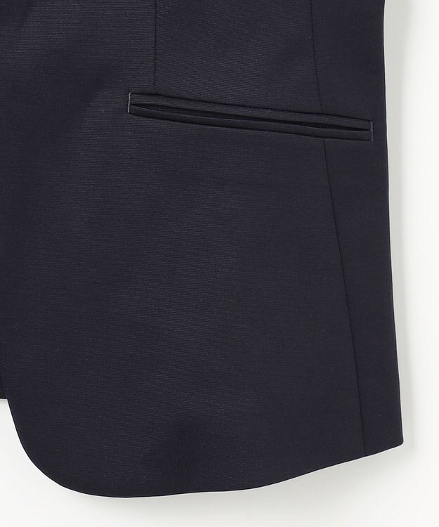 J.PRESS LADIES 【セットアップ対応・洗える・抗菌防臭】T/Cポンチ ノーカラー ジャケット ネイビー系