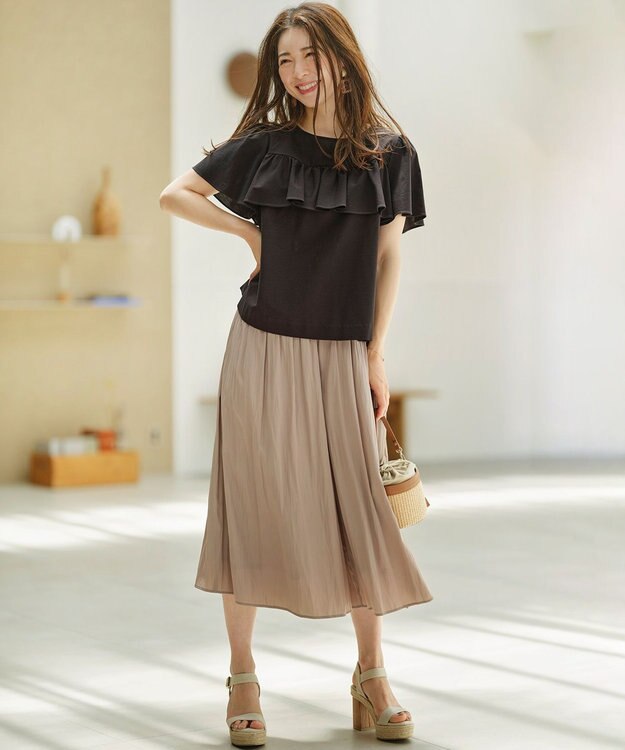 組曲 【秋のNEWカラー追加】ギャザーライトデシン パンツ モカブラウン系