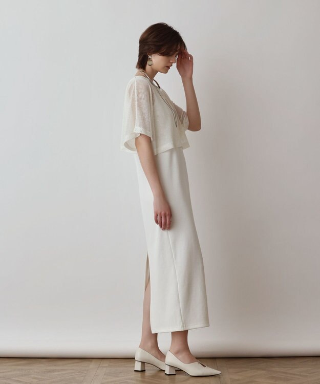 GRACE CONTINENTAL メッシュレイヤードワンピース ホワイト