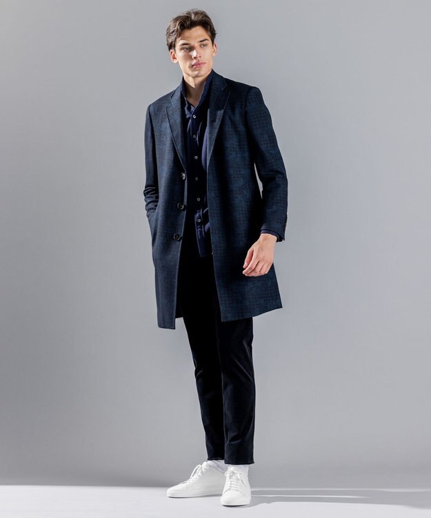 JOSEPH HOMME パッチジャガードジャージー　チェスターコート ネイビー系3