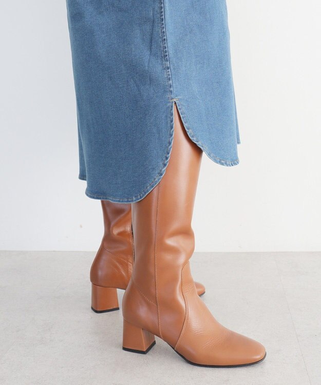 CRAFT STANDARD BOUTIQUE 裏起毛デニムヘンリーワンピース Blue