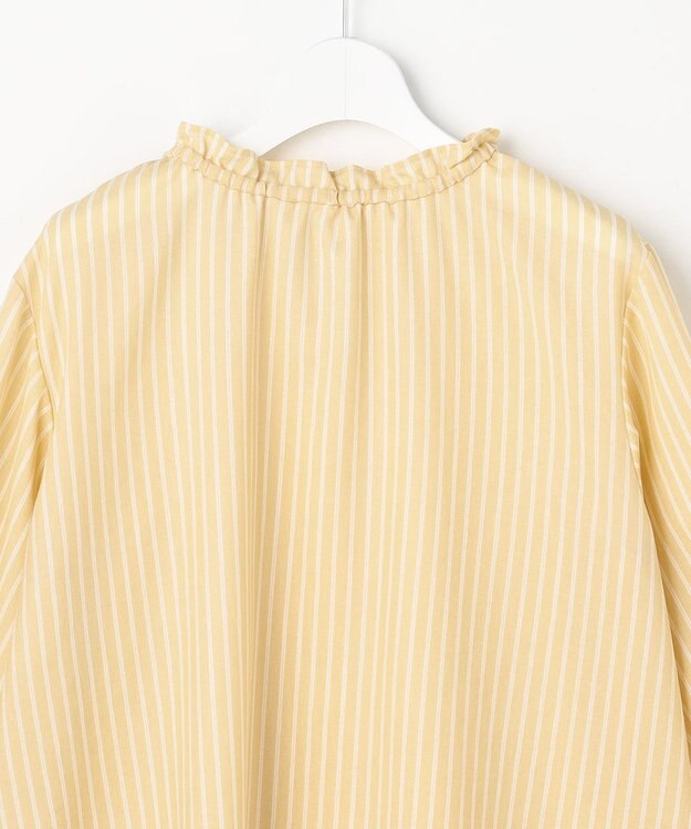 ANY SIS L 【2WAY】スムージーポリエステル フリルネック ブラウス イエローストライプ