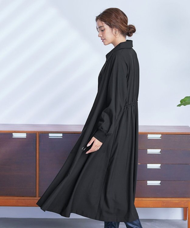 Tiaclasse 【洗える】ラグランパフスリーブトレンチコート ブラック