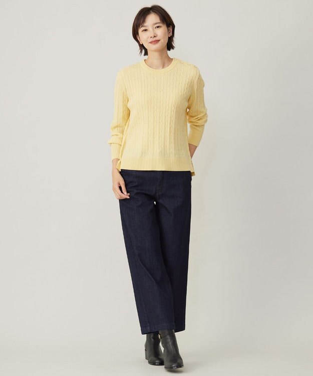 J.PRESS LADIES L 【洗える】WOOL BLEND AIR クルーネック ニット ベージュ系