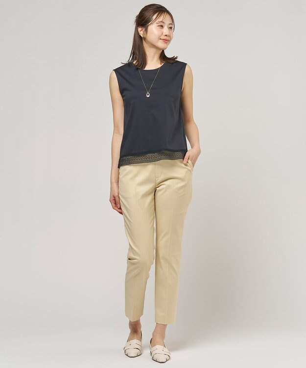 J.PRESS LADIES 【レイヤードスタイルに】コットンスムース ノースリーブ カットソー ネイビー系