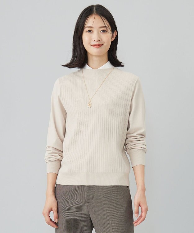 J.PRESS LADIES L 【洗える】VIGODA ニット ベージュ系