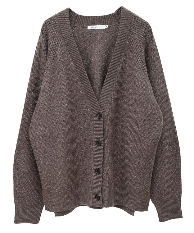 AMERICAN HOLIC バイパチラメ入りＶネック片畦ニットカーディガ Brown