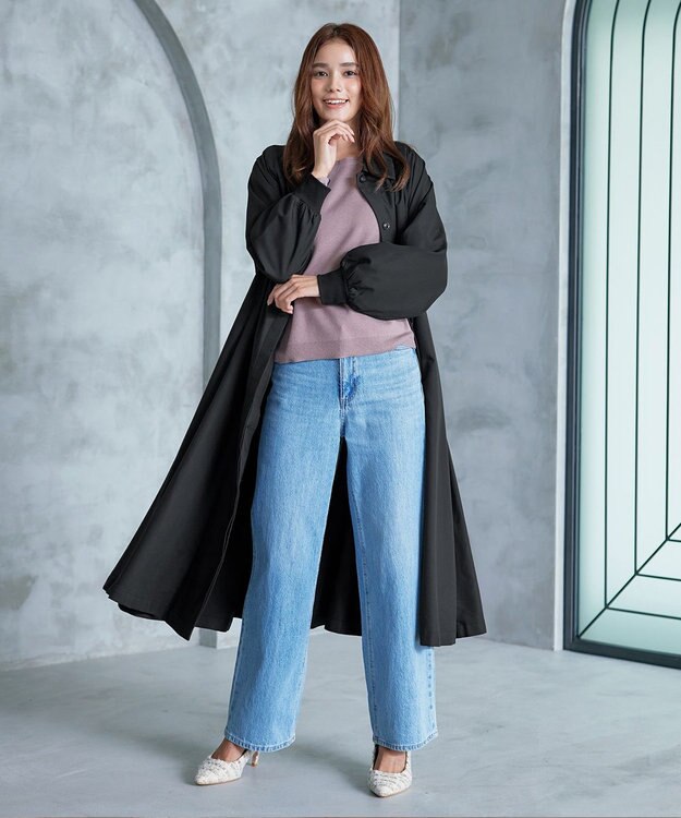 Tiaclasse 【洗える】ラグランパフスリーブトレンチコート ブラック