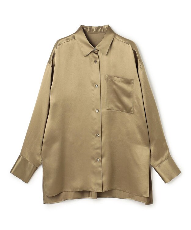 uncrave アセテートヴィンテージサテン ミドルシャツ カーキベージュ