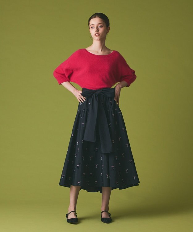 GRACE CONTINENTAL カクテルモチーフスカート ブラック