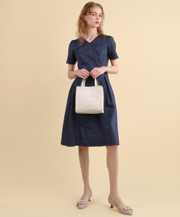 TOCCA CHECKER CLOVER EMBROIDERY MINI ミニバッグ ベージュ系