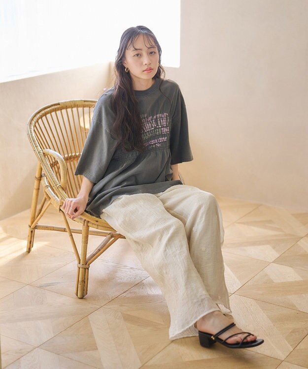 earth music&ecology ピグメントシャーリングプルオーバー Charcoal Gray