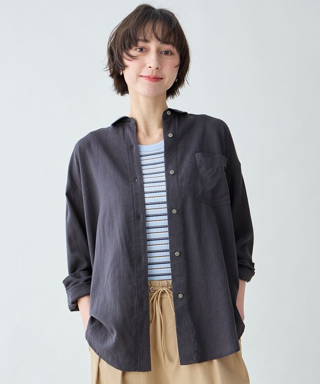 ANY 【Sサイズあり】ヨーロピアンリネンオーバーシャツ スレート