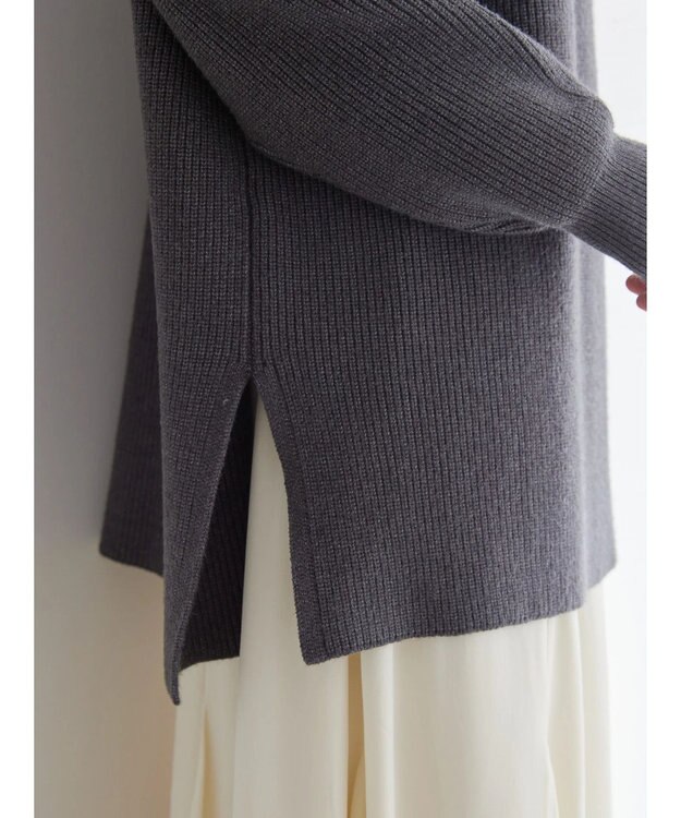 AMERICAN HOLIC バイパチハーフＺＩＰ片畦ニットプルオーバー　 Dark Gray Mixture