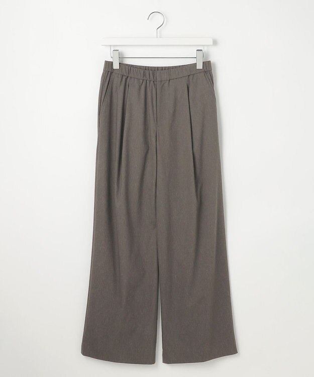 J.PRESS LADIES 【洗える】セルロースリネンストレッチ タックワイドパンツ スレート系
