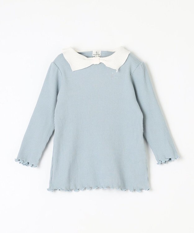 組曲 KIDS 【80-100㎝】リブリボン トップス サックスブルー系