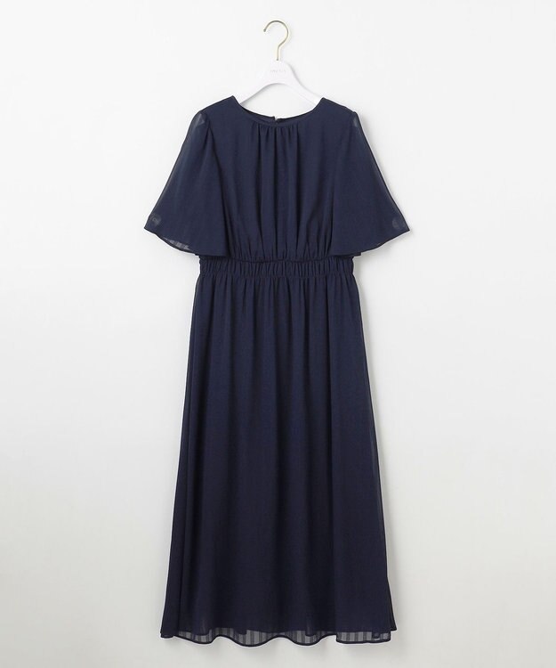 ANY SIS 【洗える】シアーパターン ワンピース ネイビー