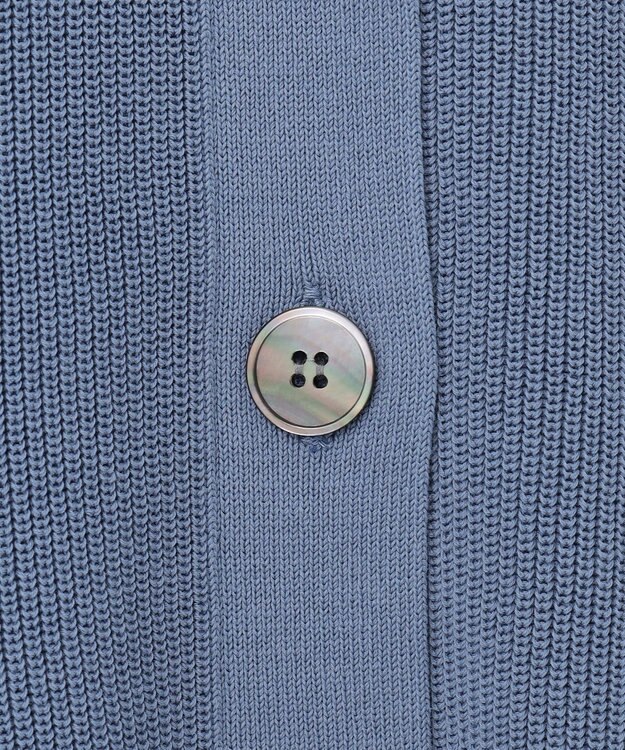 J.PRESS LADIES 【洗える】 ガスコットンアウター キーネック カーディガン ダルブルー系