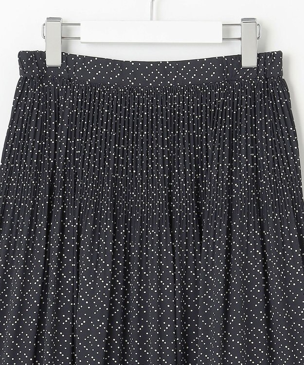 自由区 S 【セットアップ対応・洗える】ライトサテンプリーツ スカート ブラックxベージュ