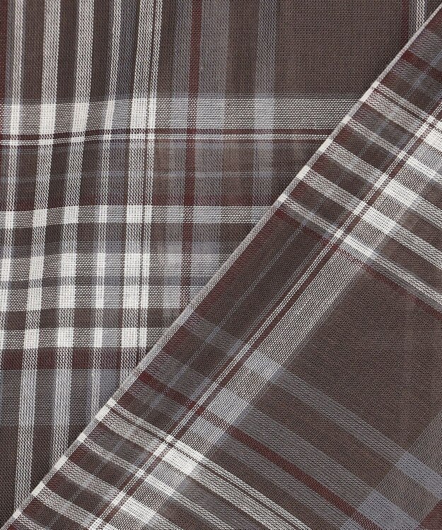 UNFILO MENS イージーケア エアリーシアーシャツ ブラウンチェック