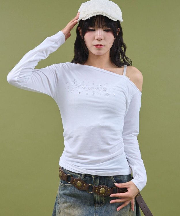 WEGO サイドギャザースタッズTOP ホワイト