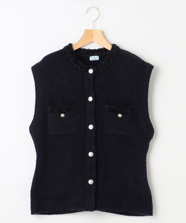 組曲 【WEB限定】ツィードニットベスト ネイビー系