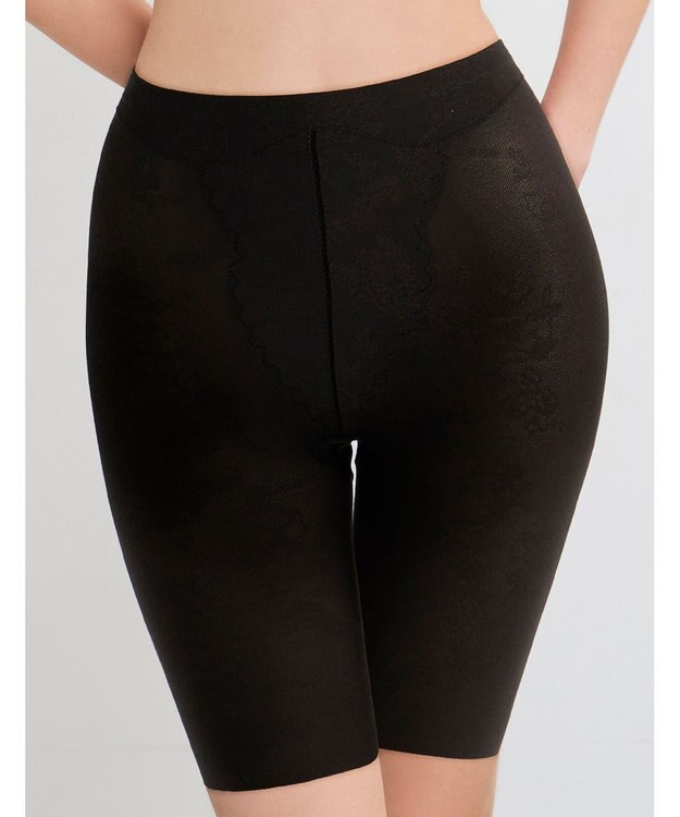 WACOAL ガードル ロング丈 【EverChic】 綿混メッシュ生地(本体) 通気性(本体) ほどよくおなか押さえ フリーカッティング仕様(裾) レディース GRC430 /ワコール ブラック