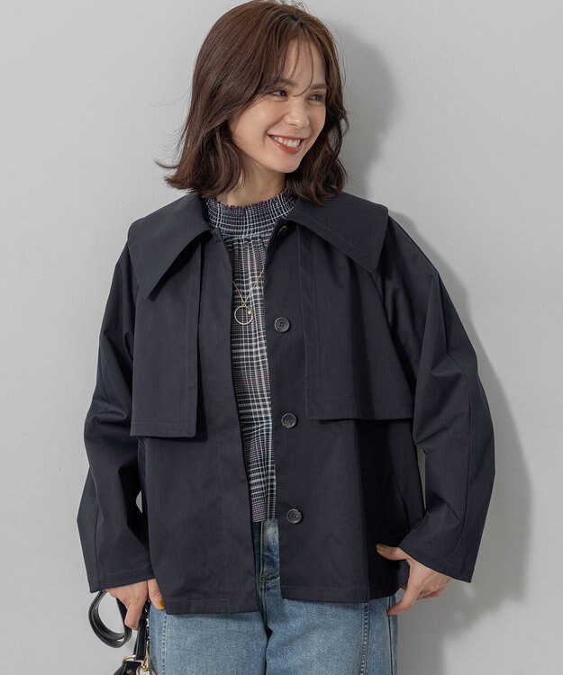 組曲 【WEB限定】ビッグカラーライト トレンチコート ネイビー系