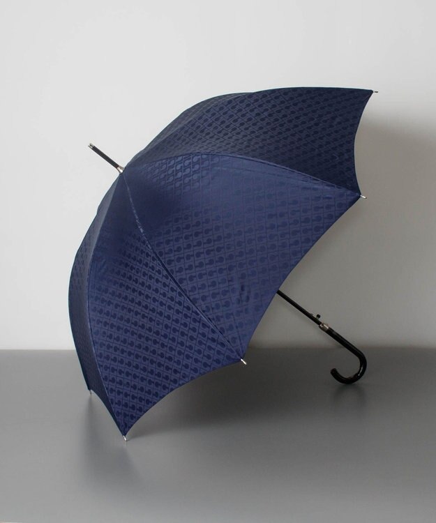 ゲラルディーニ 長傘 黒×パープル花柄 華やか雨傘