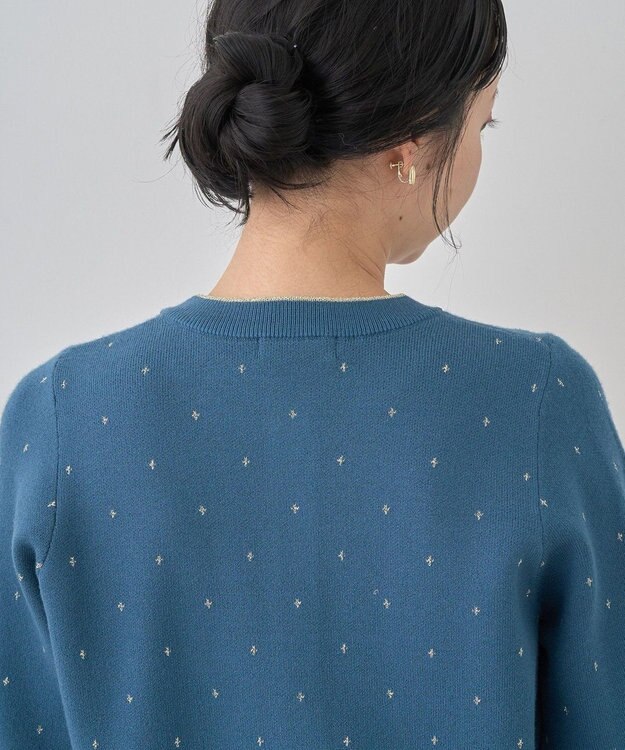 earth music&ecology ラメジャカードカーディガン Blue Green