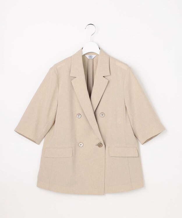 J.PRESS LADIES S BREEZ COOL トロ ハーフスリーブ ダブル ジャケット ベージュ系
