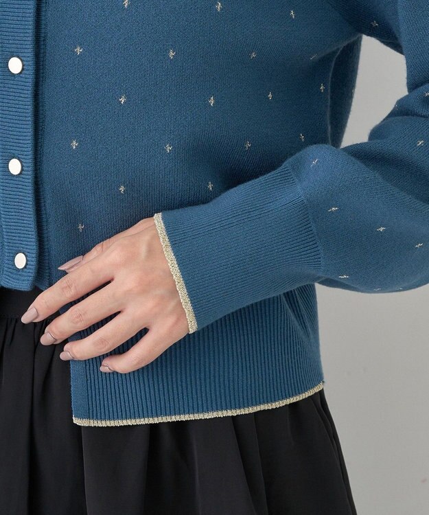 earth music&ecology ラメジャカードカーディガン Blue Green