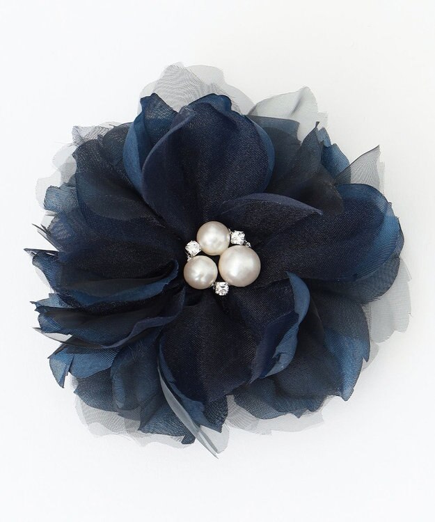 ANY パールフラワーコサージュ ネイビー