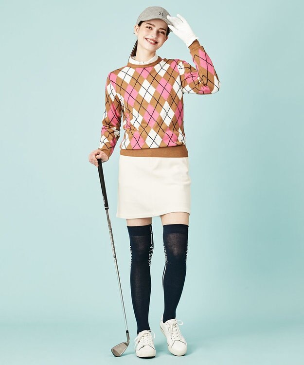 23区GOLF 【WOMEN】【手洗い可】クロスサーモツイル 台形 スカート ホワイト系