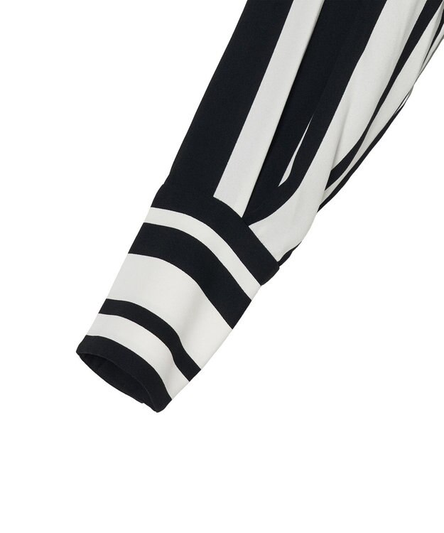 JOSEPH ストライプクレープ　ノーカラーシャツ Ivory/Black