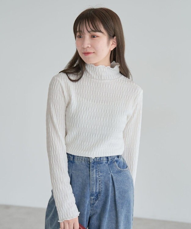 Green Parks ・Ｐｅｔｉｔ　Ｆｌｅｕｒ　ジャカードハイネックロンＴＥ Off White