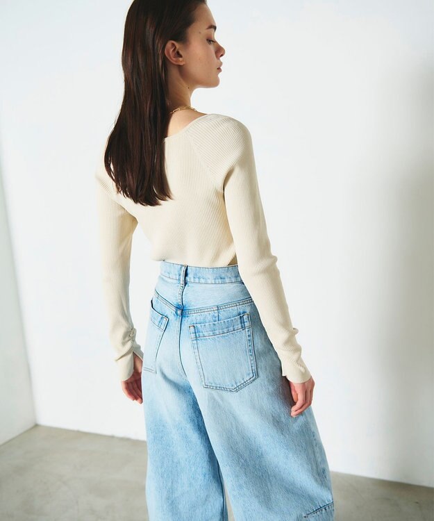 GRACE CONTINENTAL リブスクエアニットトップ キナリ