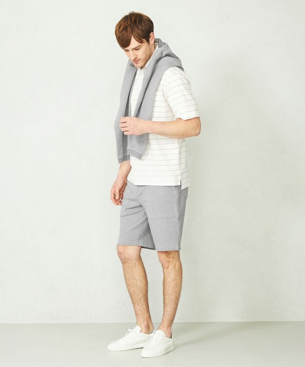 JOSEPH ABBOUD MOUNTAIN 【SPACE／UNISEX】クイックドライ リネンハニカムボーダーポロシャツ ホワイト系2