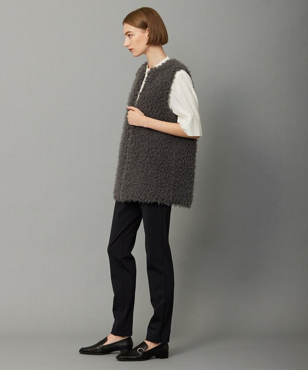 ICB 【リバーシブル着用可能】フェイクムートン ジレ チャコール系