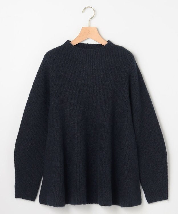 組曲 L へアリーヤーン フレア ニット ネイビー系