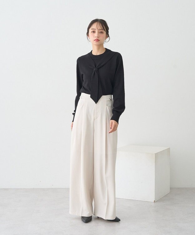 earth music&ecology ボウタイニットプルオーバー Black