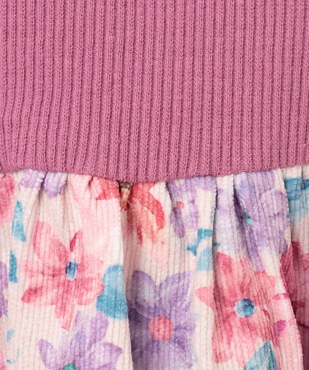 ANY KIDS 花柄ドッキングワンピース ピンク