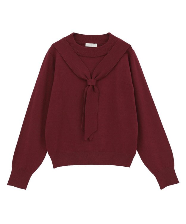 earth music&ecology ボウタイニットプルオーバー Red