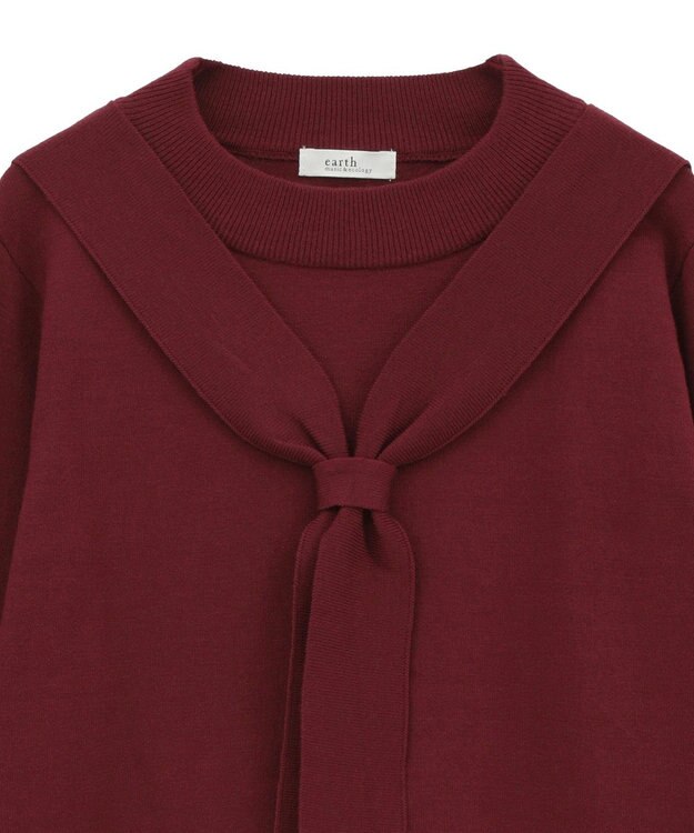 earth music&ecology ボウタイニットプルオーバー Red