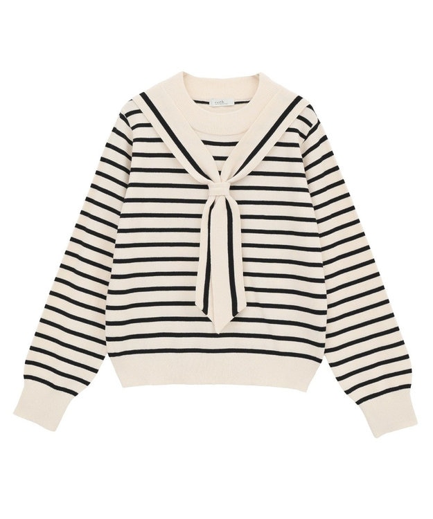 earth music&ecology ボウタイニットプルオーバー Border