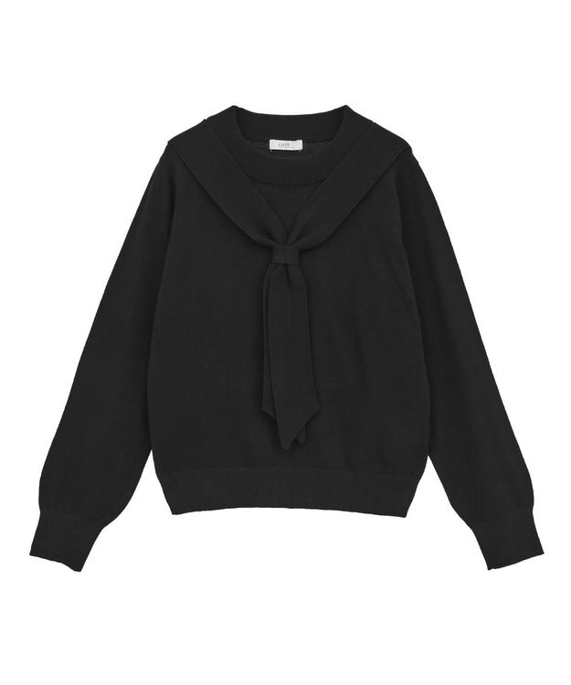 earth music&ecology ボウタイニットプルオーバー Black