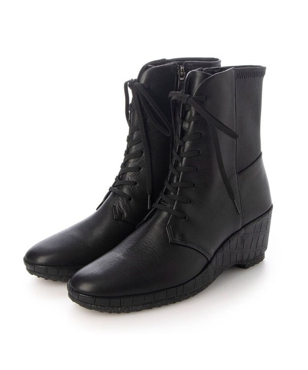 MODE ET JACOMO <D'ICI>ウェッジソールレースアップブーツ ブラック