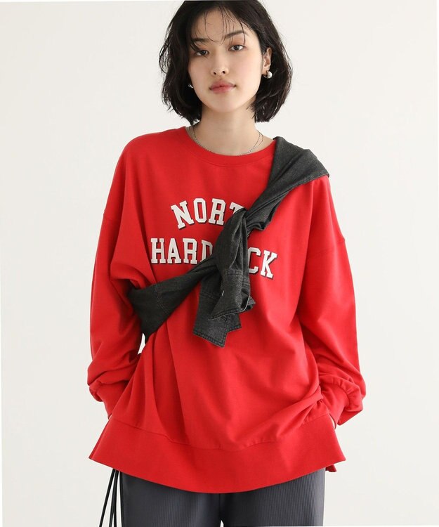 Green Parks カレッジロゴ裏毛チュニック Red