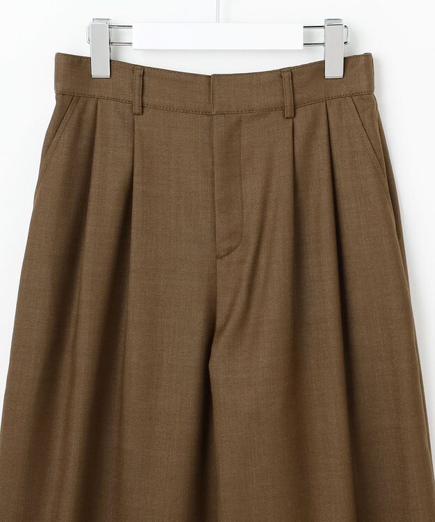 自由区 デニムライクツイルワイド パンツ ブラウン