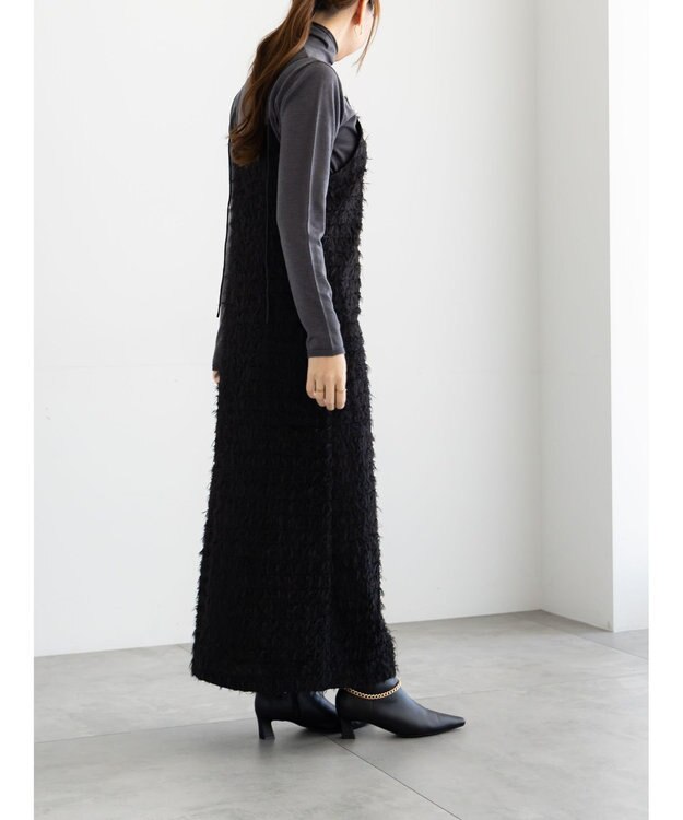 Te chichi カットジャガードキャミワンピース ブラック